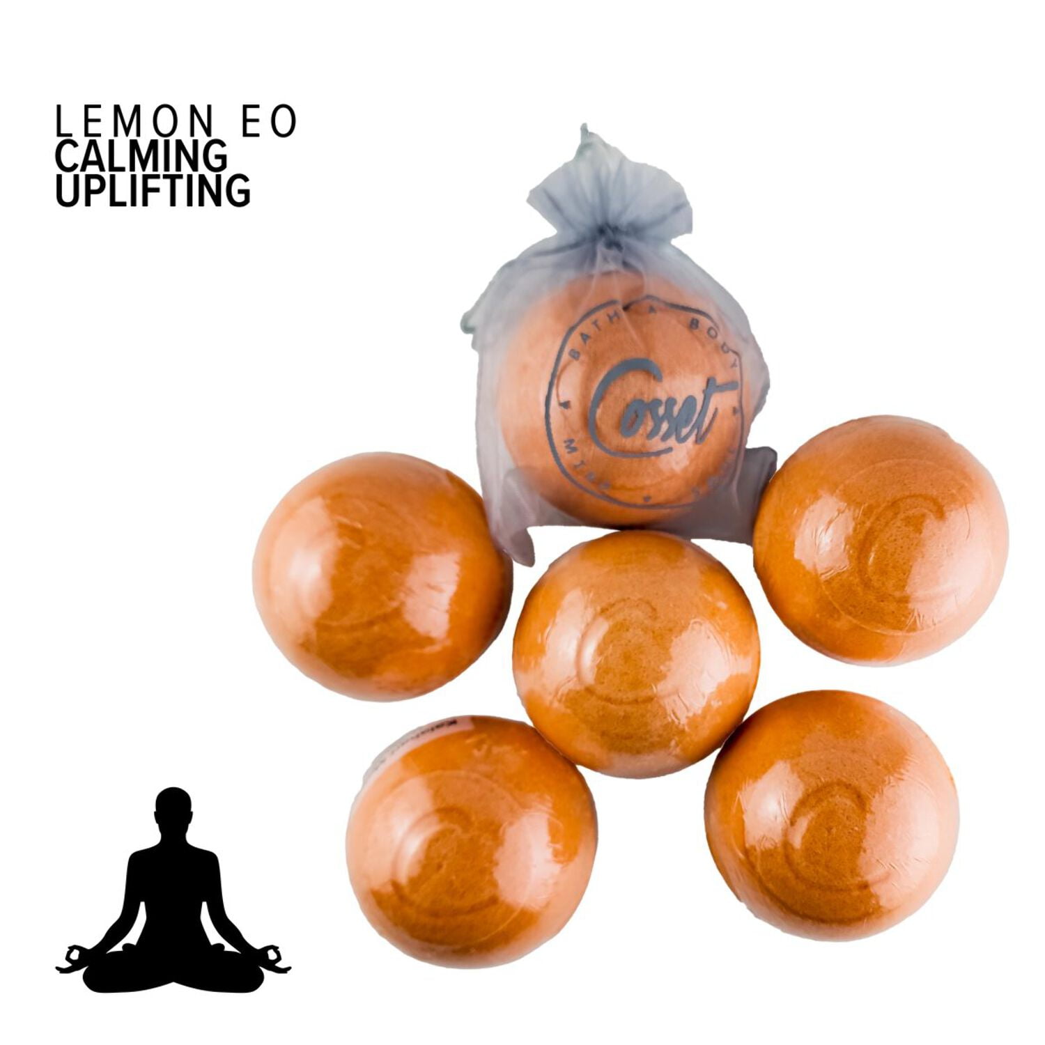 Cosset Therapy Bomb 6-Pack - Kalahari Melon, Therapeutic Bubble Bath Bombs to Energize and Improve Mood, 9.6oz Each