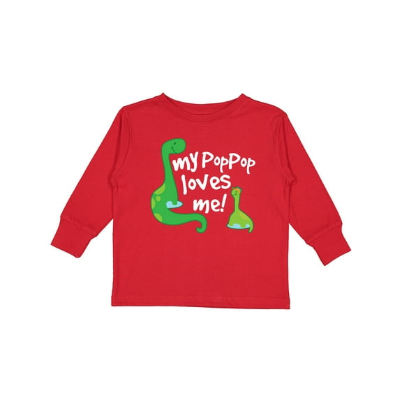 Inktastic My Pop Pop Loves Me Dinosaur Boys or Girls Long Sleeve Toddler T-Shirt