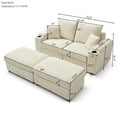 thumbnail image 6 of Deep Seat Loveseat with 2 Ottomans and 2 Pillows, Modern Modular 2-Seat Sofa Couch with Deep Seat and Wide Arms for Living Room Bedroom Apartment, Cream, 6 of 6