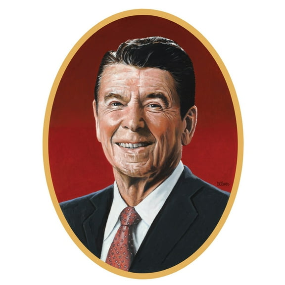 Club Pack of 12 Black and Red Presidential Portrait of Ronald Reagan Double Sided Cutouts Decors 24.75"