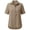 Khaki, variant on Women's Shoulder Cut Front Short Back 3/4 Length Sleeve Button down Shirts Cotton Linen Top Casual Loose Blouses Black 5Xl