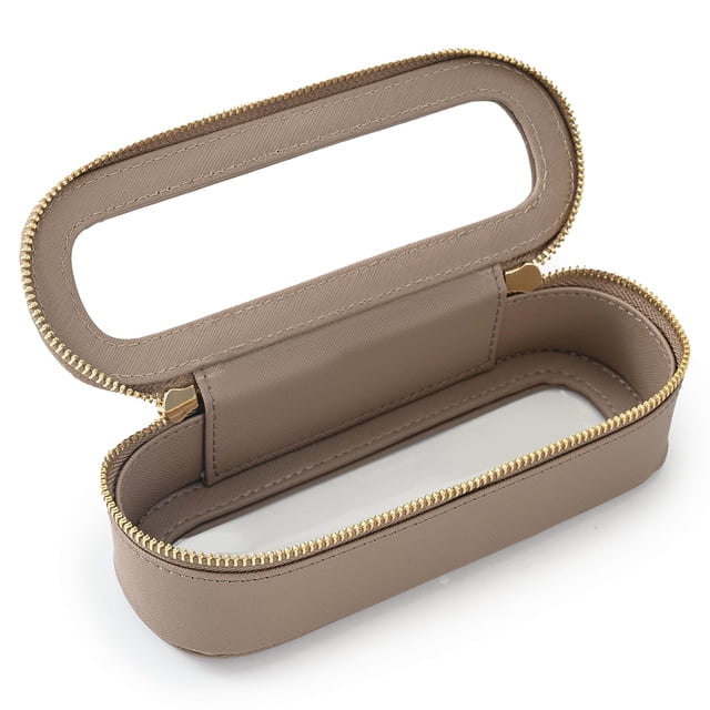 Bolsa para brochas de maquillaje Aveniee, delgada, transparente, pequeña, para cosméticos, color marrón
