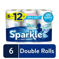 Sparkle Pick-A-Size Paper Towels, Spirited Print, 6 Double Rolls