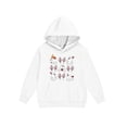 thumbnail image 4 of Girls Coquette Baseball Ghost Bow Grid Halloween Tracksuit, 2Pcs Stretch Polyester Hoodie Jogger Outfit for Kids Holiday Daily Loungewear(White130), 4 of 6