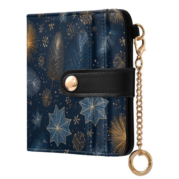 Womens Wallet PU Leather Bifold Small Purse with RFID Blocking Credit Card Holder Golden Pine Needles