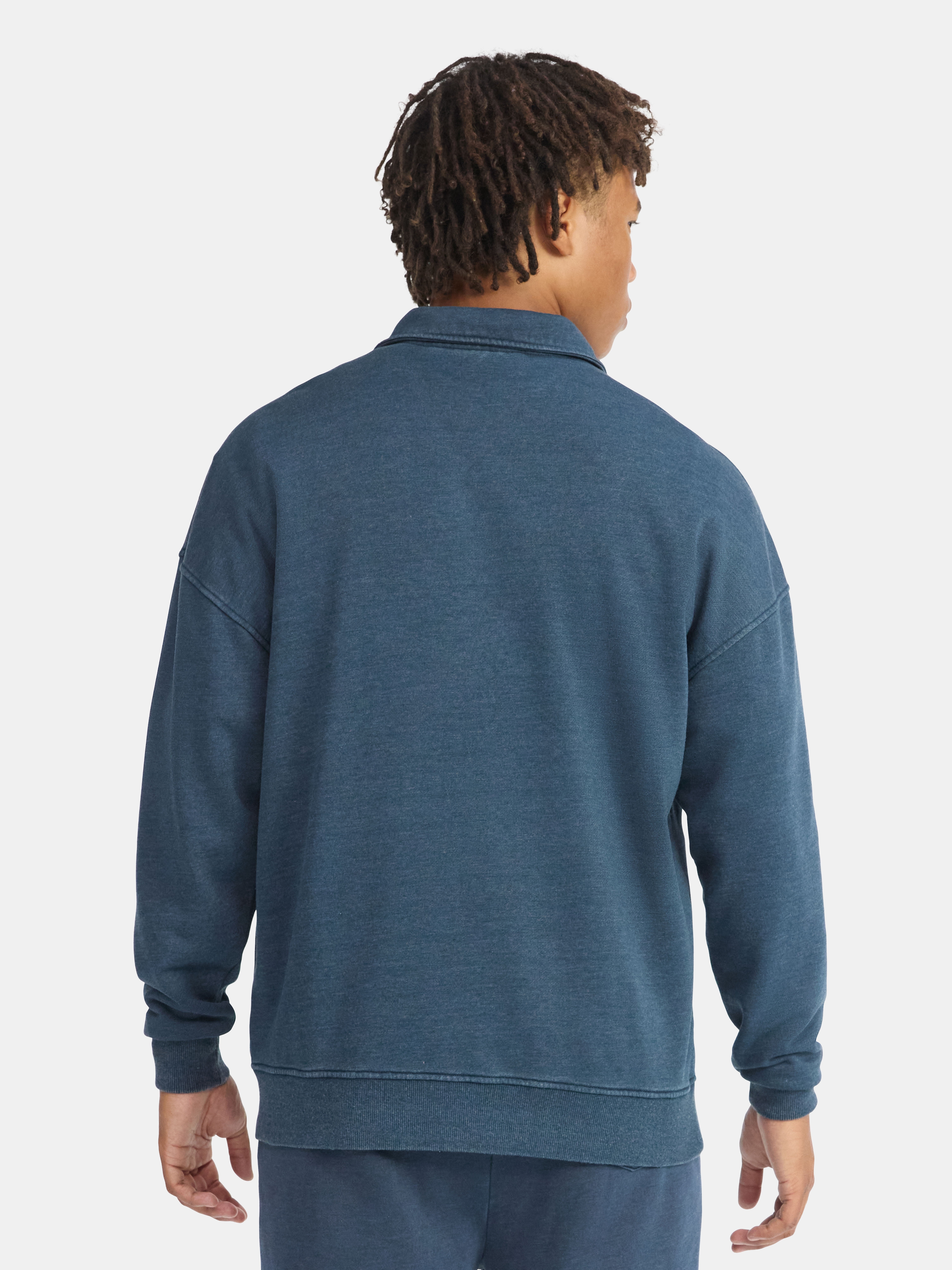 No Boundaries Oversized Quarter Zip Pullover with Long Sleeves, Men's & Big Men's