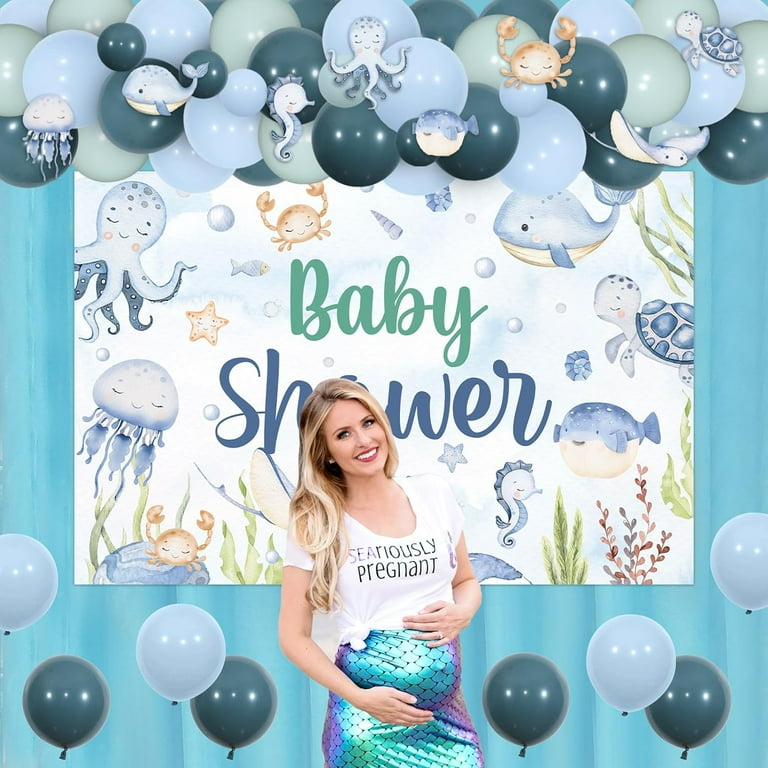 Rideau De Fond Rond Anniversaire Océan - Décoration Baby Shower / Fête - Sous La Mer