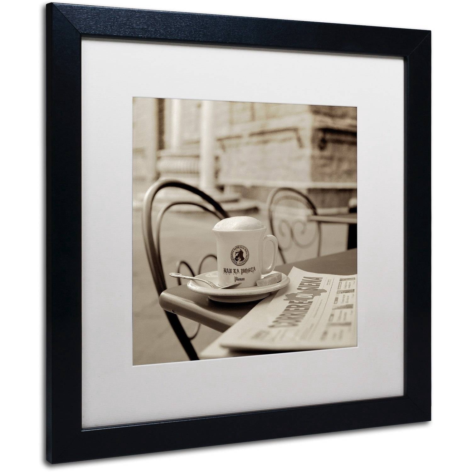 Trademark Fine Art "Tuscany Caffe VII" Canvas Art by Alan Blaustein, White Matte, Black Frame