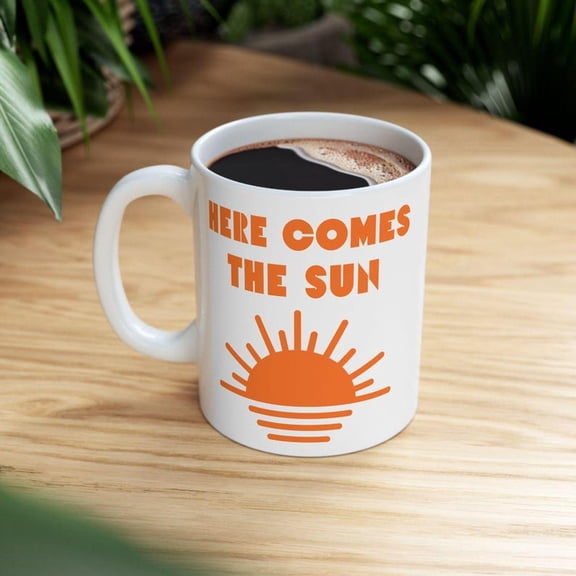 Beatles 'Here Comes The Sun' Ceramic Coffee Mug, Music Lover Gift