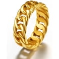 thumbnail image 6 of ChainsHouse Stainless Steel Rings for Men Women Cuban Link 7mm Wide Silver/Black/Gold Plated Band Ring Birthday Christmas Jewelry Gift, Size 7-14, 6 of 10