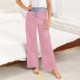 thumbnail image 4 of Pink Women's Casual Pants, Women'S Comfy Casual Pajama Pants Floral Print Drawstring Palazzo Pants Wide Leg,Women's Casual Pants XXL, 4 of 8