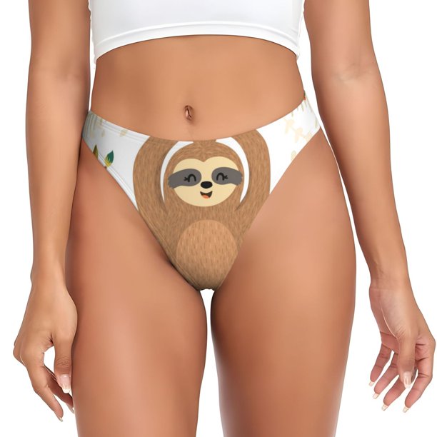 Balery Cute Sloth In Yoga Pose Tree Tangas de Algodón para Mujer con Estampado – Ropa Interior Sexy, Transpirable, G-string-X-Small
