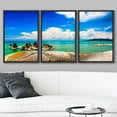 thumbnail image 2 of wall26 Framed Canvas Print Wall Art Set Teal Tropical Ocean Sea Island Paradise Nature Wilderness Photography Realism Rustic Landscape Colorful for Living Room, Bedroom, Office - 16"x24"x3, 2 of 5
