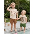 thumbnail image 6 of BemeyourBBs Toddler Baby Boys Summer Clothes Newborn Infant Baby Boy Farm Animal Fishing Outfits Animals Fish Letter Print Short Sleeve T-Shirts Elastic Waist Pockets Shorts 2Pcs Set, 6 of 9