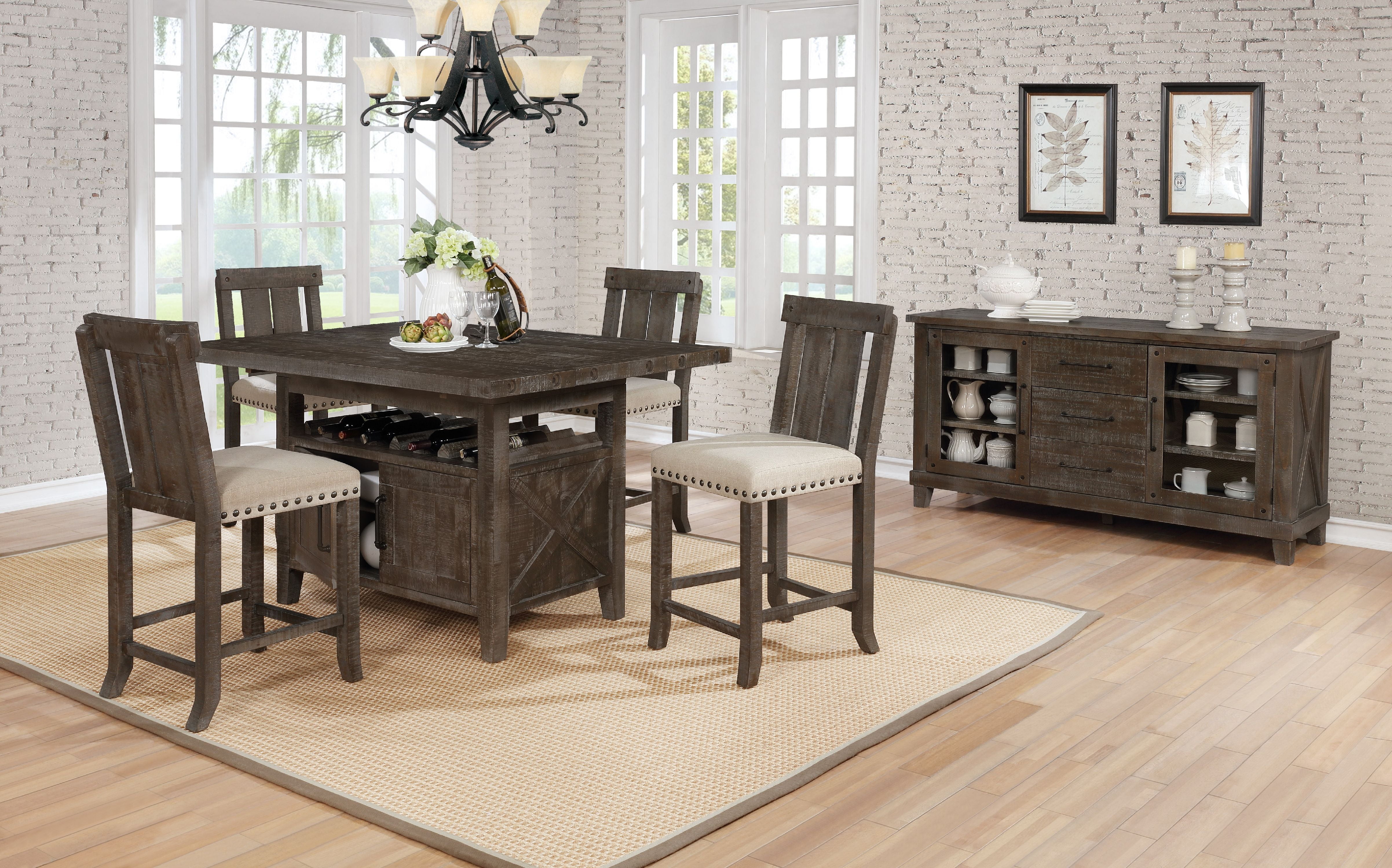 5pc Country Style Counter Height Set Wood C H Chairs And Storage Under Table Rustic Finish Walmart Com Walmart Com