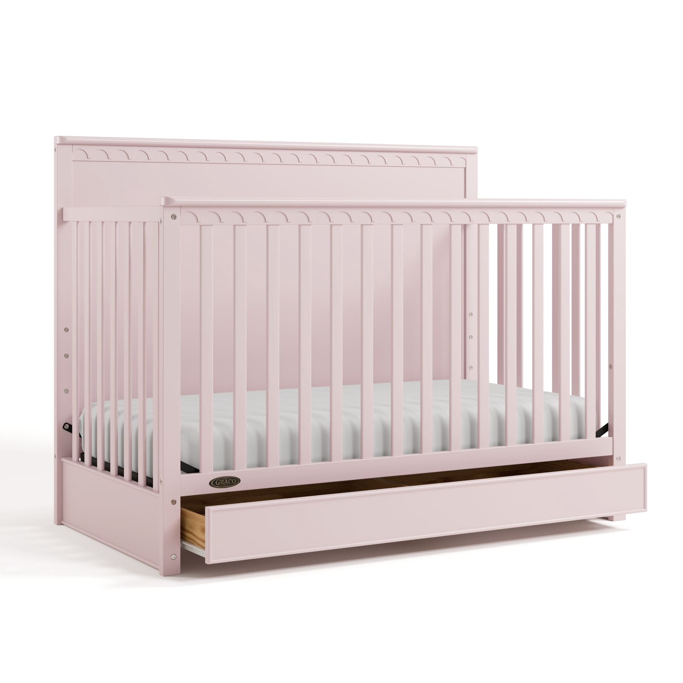 Graco Sasha 5-in-1 Convertible Baby Crib with Drawer, Blush