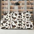 thumbnail image 2 of ZIATUBLES Cow Print Recliner Cover for 3 Cushion Reclining Sofa, Stretch Brown White Recliner Couch Covers with Storage Pockets Set of 8, Soft Washable Furniture Protector for Pets, 2 of 9