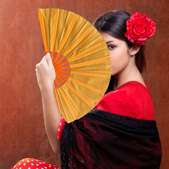Abanico de purpurina de 33 cm con bolsa, divertido abanico de Kung Fu, abanico plegable con succión magnética, abanico antiguo para danza infantil, abanico Hanfu, abanico plegable para estudiantes, ab