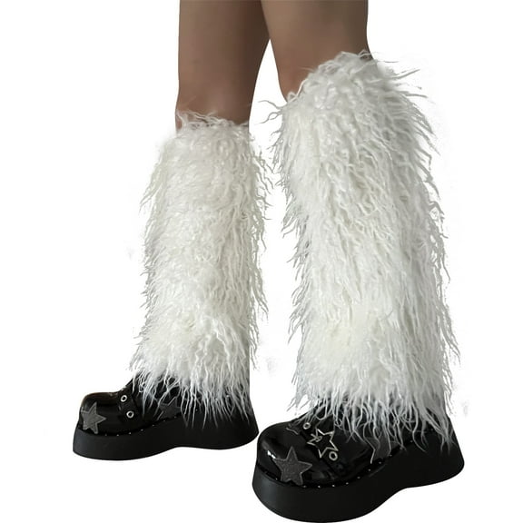 Aunavey Fluffy Leg Warmers for Women Faux Fur Boot Covers