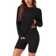 thumbnail image 1 of INSPIRAR CHIC Conjuntos de Dos Piezas para Mujeres, Conjuntos de Punto Acanalado a Juego, Top de Manga Larga con Pantalones Cortos de Ciclista, Sudaderas XL Negro, 1 of 6