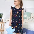 thumbnail image 4 of Fotbe Space Dinosaur Vestido de Dormir para Niñas de 3 a 10 Años, Mangas Cortas, Estilo Princesa, Pijama Camisón con Mangas Voladas-Large, 4 of 6
