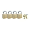 Master Lock Padlock, Solid Brass Lock, 3/4 in. Wide, 120Q (Pack of 4-Keyed Alike)