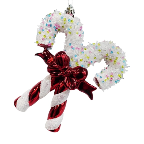 Red and White Glitter and Metallic Candy Cane Christmas Ornament, 5", by Holiday Time