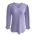 thumbnail image 5 of Womens Shirts Womens Tops 2026 Womens Long Sleeve Eyelet Tops Dressy Casual Blouse Lace Trimmed V Neck Shirt 2024 Fall Outfit Clothes, 5 of 6