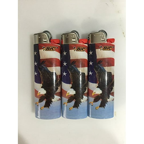 5 Bic Lighters American Flag Design Regular Size Disposable Lighter