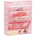 thumbnail image 1 of Organizador de archivos de pared GDINDINFAN de metal rosa de 6 niveles, 1 of 7