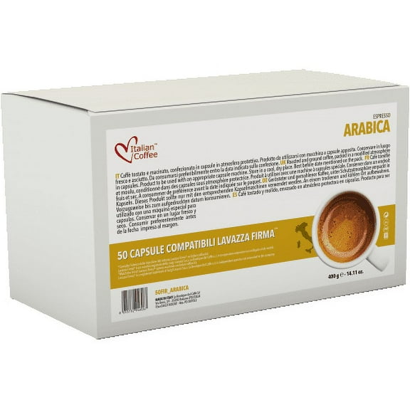 Italian Coffee Arabica Espresso Roast Coffee Pods, 50 Ct