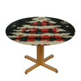 HAOXIT Christmas Round Fitted Tablecloth with Elastic, Buffalo Plaid