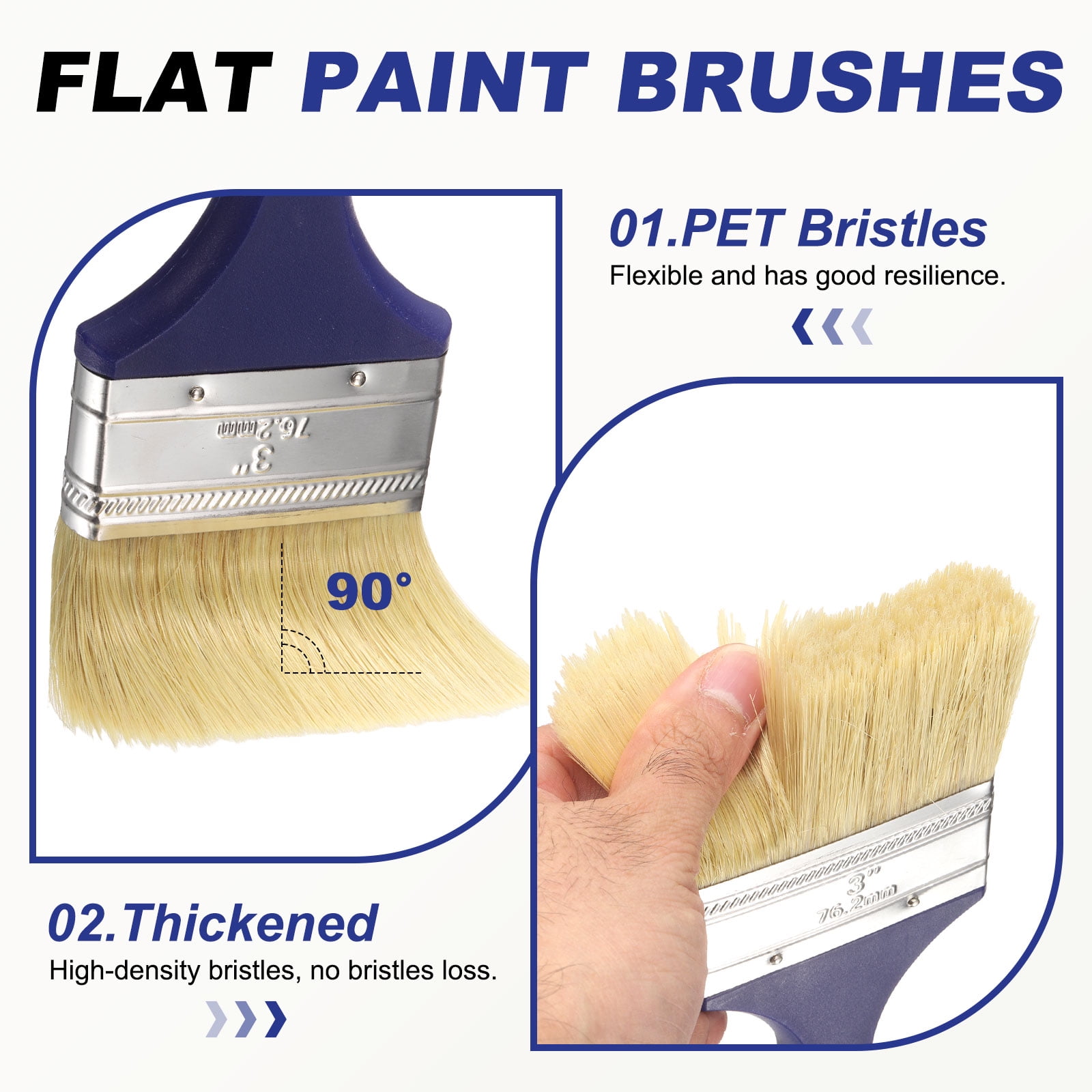 Uxcell 10 Pcs Paint Brushes 5 Inch Flat Not Chip Brush PET Fiber Strands Bristle