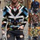thumbnail image 2 of Mens Fashion Round Neck Printing Long Sleeve Camo Casual T-Shirts Top Sport Tee, 2 of 5