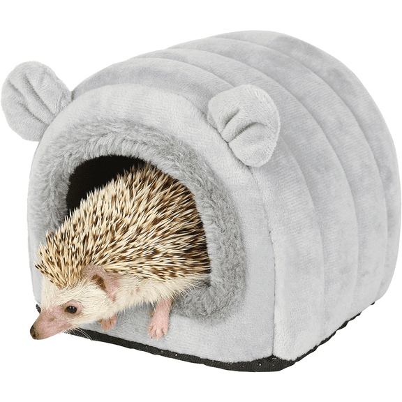 Hedgehog Bed Cave Hideout, Warm Small Animal House for Hedgehogs, Hamsters & Guinea Pigs, Soft Sleeping Nest Cage Accessories, Gray