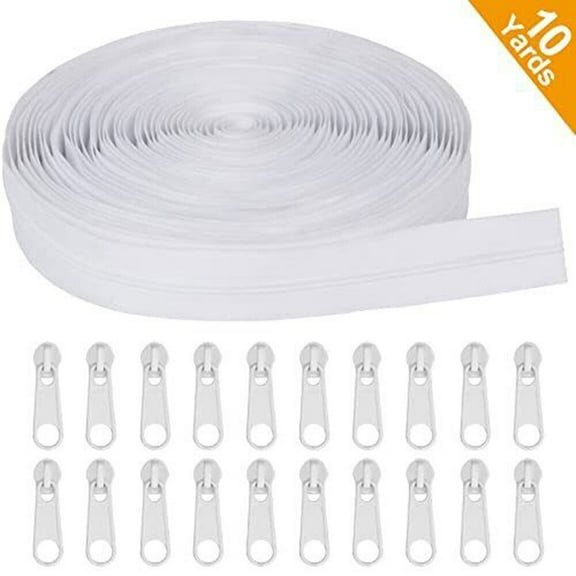 10 Yards Bulk Zippers #3 Nylon Coil Zippers By The Yard With 20Pcs Zipper Slide