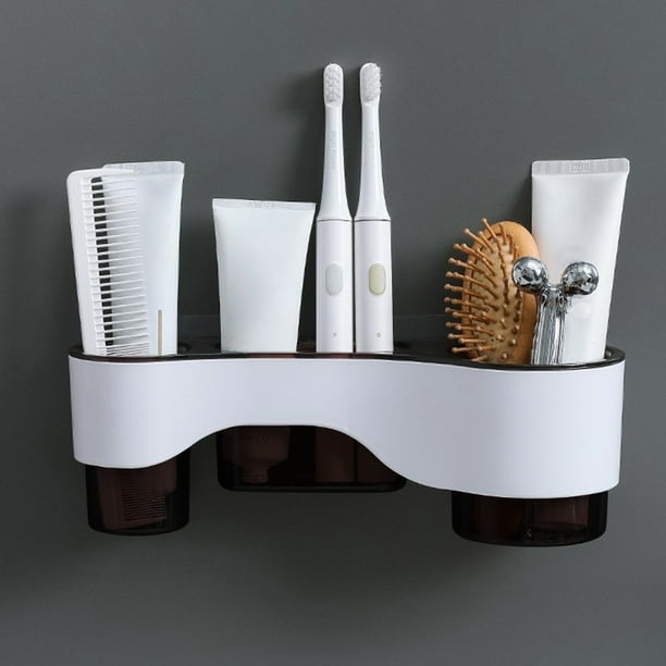 PHOEWON Porte-Brosse à Dents Acier Inox Mural – Support Double Gobelet Verre, Design Moderne Salle De Bain