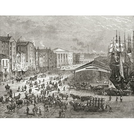 Cute Pic Frames Strand Street and Custom House Liverpool Lancashire England in the 19th century From Cities of the World published c1893 Stretched Canvas - Ken Welsh Design Pics (15 x 12) ()