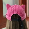 thumbnail image 6 of Hsqqdc 1pc Rose Red Cotton Rolled Edge Docker Cap Unisex Brimless Cat Ear Hat for Daily Street Wear, 6 of 7
