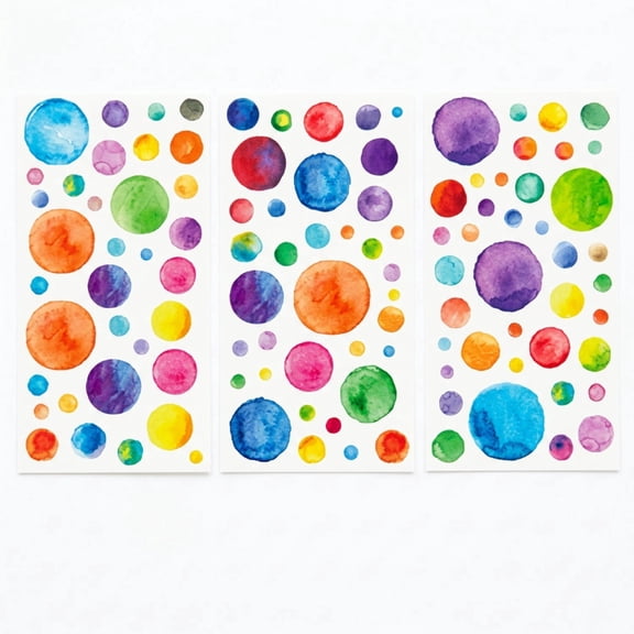 20 Sheets Watercolor Polka Dot Wall Stickers, Rainbow Self Adhesive PVC Decals, Removable DIY Decor for Bedroom, Kids Room