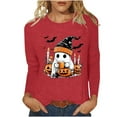 thumbnail image 3 of Drses‌‌ ‌‌‌Women's Halloween Graphic Tee - Ghost & Pumpkin Print Comfort Crewneck Long Sleeve Casual Pullover‌ Shirt‌, 3 of 7