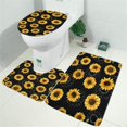 thumbnail image 2 of Black Sunflower Gray Petal Pattern Bathroom Rugs Sets 3 Piece,Toilet Cover Set,Absorbent Non Slip Bathroom Mats Sets with U-Shaped Contour Rug Toilet Rug Set, 2 of 5