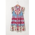 thumbnail image 5 of Rose Floral Ethnic Print Ruffle Mini Dress, 5 of 8