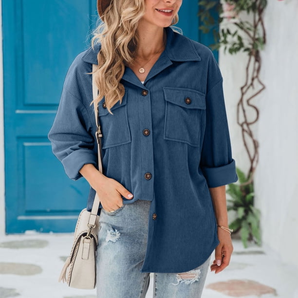 Pntutb moda mujer manga larga frente abierto ropa de abrigo suelta blusa sólida abrigo Tops bolsillos blusa liquidación Pntutb Pntutb-5979