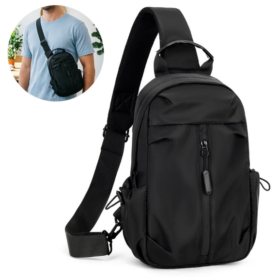 Crossbody Sling Bag, Sling Backpack Chest Shoulder Daypack for Travel, Hiking, Cycling, Outdoor, Black