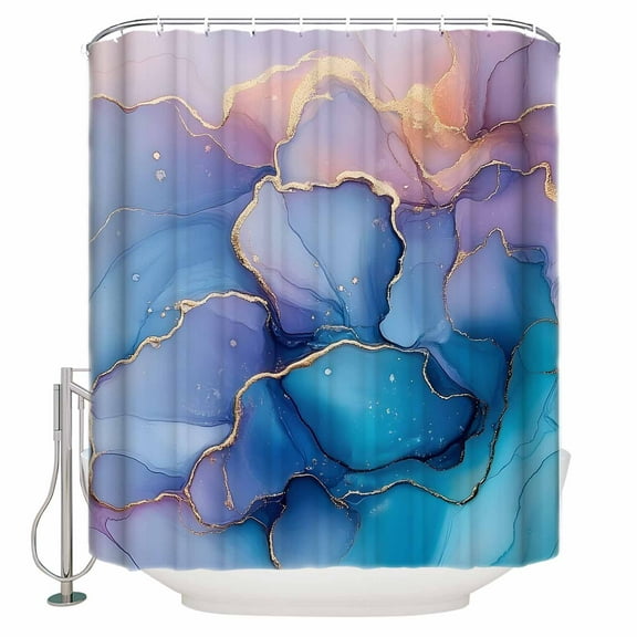 Shower Curtain Bathroom Set Modern Colorful Gradient Marble Texture Waterproof Fabric Shower Curtains with Grommets&Hooks Abstract Fluid Art Privacy Bath Curtain for Bathtub 36x72in