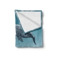 thumbnail image 2 of Whale Soft Flannel Fleece Throw Blanket, Dreamy View of Whale and Aeroplane Fantasy Landscape Cloudy Sky Image, Cozy Plush for Indoor and Outdoor Use, 70" x 90", Pale Blue Yellow White, by Ambesonne, 2 of 6