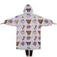 thumbnail image 2 of Oversized Wearable Blanket Hoodie,Cute Pitbull Terriers Dog and Flower Sherpa Blanket Hoodie with Super Pockets,Super Warm Fuzzy Pullover for Women & Men, 2 of 6