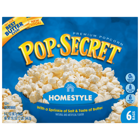 (3 Pack) Pop Secret Microwave Popcorn, Homestyle, 3.2 Oz, 6