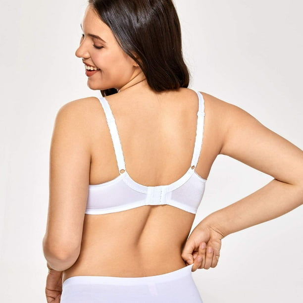 Women's Plus Size Full Coverage Underwire Unlined Minimizer Lace Bra 